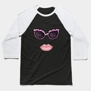 Pink glasses and lips Baseball T-Shirt